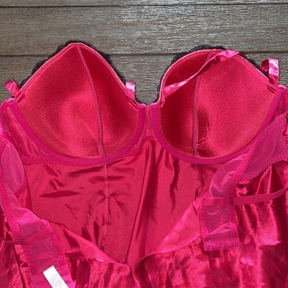 Cacique hot pink black lace babydoll chemise - Picture 12 of 12
